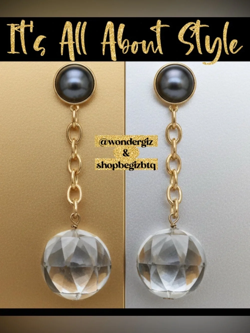 Authentic Tory Burch Faceted Mother of Pearl Linear Ball Drop Earrings